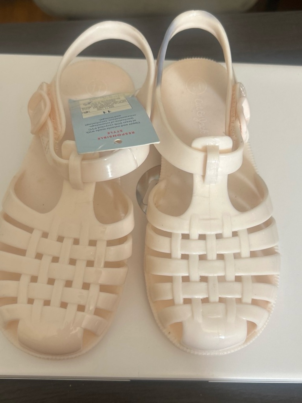 Cat & Jack Cream Jelly Woven Sandals for Girls